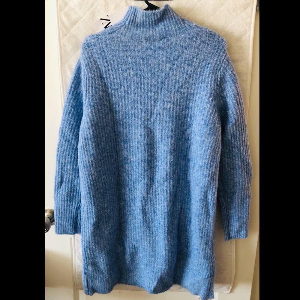 NWT ZARA LIGHT BLUE KNIT MOCK NECK DRESS - Picture 13 of 13